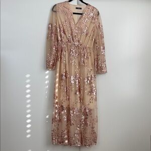 SHEIN Brand Rose Gold Sequin Maxi Dress